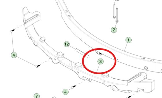 TESLA MODEL 3 (2023+) İÇİN TAMPON KİRİŞ KÖPÜĞÜ 1741046-00-F